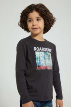 Load image into Gallery viewer, Redtag-Dark-Grey-Dinosaur-Lenticular-Print-T-Shirt-All-Over-Prints-Boys-2 to 8 Years