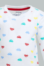تنزيل الصورة على معرض الصور، Redtag-White-Car-Printed-Long-Sleeve-T-Shirt-Long-Sleeves-Infant-Boys-3 to 24 Months