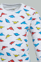 تنزيل الصورة على معرض الصور، Redtag-Grey-Dino-Printed-Long-Sleeve-T-Shirt-Long-Sleeves-Infant-Boys-3 to 24 Months
