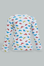 تنزيل الصورة على معرض الصور، Redtag-Grey-Dino-Printed-Long-Sleeve-T-Shirt-Long-Sleeves-Infant-Boys-3 to 24 Months