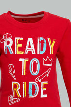 تنزيل الصورة على معرض الصور، Redtag-Red-Placement-Print-Long-Sleeve-T-Shirt-Long-Sleeves-Infant-Boys-3 to 24 Months