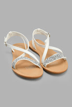 Load image into Gallery viewer, Redtag-White-Diamante-Strap-Sandal-Sandals-Senior-Girls-5 to 14 Years