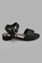 Load image into Gallery viewer, Redtag-Black-Glitter-Heel-Sandal-Sandals-Senior-Girls-5 to 14 Years