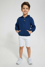 Load image into Gallery viewer, Redtag-Dark-Wash-Hooded-Shirt-Casual-Shirts-Boys-2 to 8 Years