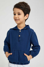 Load image into Gallery viewer, Redtag-Dark-Wash-Hooded-Shirt-Casual-Shirts-Boys-2 to 8 Years
