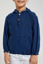 Load image into Gallery viewer, Redtag-Dark-Wash-Hooded-Shirt-Casual-Shirts-Boys-2 to 8 Years