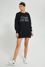 تنزيل الصورة على معرض الصور، Redtag-Black-Oversize-SweaT-Shirt-Sweatshirts-Women's-