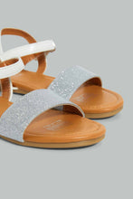Load image into Gallery viewer, Redtag-White-Glitter-Strap-Sandal-Casual-Sandals-Senior-Girls-5 to 14 Years