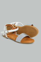Load image into Gallery viewer, Redtag-White-Glitter-Strap-Sandal-Casual-Sandals-Senior-Girls-5 to 14 Years
