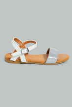 Load image into Gallery viewer, Redtag-White-Glitter-Strap-Sandal-Casual-Sandals-Senior-Girls-5 to 14 Years