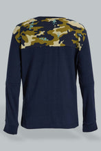 تنزيل الصورة على معرض الصور، Redtag-Navy-Panelled-Print-Longsleeve-T-Shirt-Embellished-Boys-2 to 8 Years