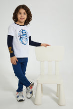 تنزيل الصورة على معرض الصور، Redtag-White-Layered-Printed-T-Shirt-Graphic-Prints-Boys-2 to 8 Years