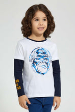 تنزيل الصورة على معرض الصور، Redtag-White-Layered-Printed-T-Shirt-Graphic-Prints-Boys-2 to 8 Years