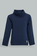 تنزيل الصورة على معرض الصور، Redtag-Navy-Turtle-Neck-Long-Sleeve-Tshirt-Long-Sleeves-Infant-Boys-3 to 24 Months
