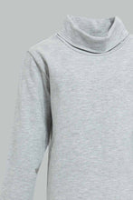 تنزيل الصورة على معرض الصور، Redtag-Grey-Turtle-Neck-Long-Sleeve-Tshirt-Long-Sleeves-Infant-Boys-3 to 24 Months