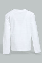 تنزيل الصورة على معرض الصور، Redtag-White-Jacquard-Long-Sleeve-T-Shirt-V-Neck-Infant-Boys-3 to 24 Months