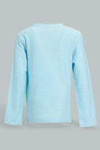 تنزيل الصورة على معرض الصور، Redtag-Sky-Blue-Jacquard-Long-Sleeve-T-Shirt-V-Neck-Infant-Boys-3 to 24 Months