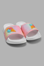 Load image into Gallery viewer, Redtag-White-Ice-Cream-Trim-Slide-Sliders-Girls-3 to 5 Years