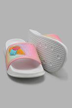 Load image into Gallery viewer, Redtag-White-Ice-Cream-Trim-Slide-Sliders-Girls-3 to 5 Years