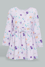 Load image into Gallery viewer, Redtag-Lilac-Printed-Long-Sleeve-Jacquard-Dress-Dresses-Infant-Girls-3 to 24 Months