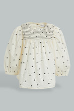 تنزيل الصورة على معرض الصور، Redtag-Cream-Polkadot-Smocking-Details-Aop-Blouses-Infant-Girls-3 to 24 Months