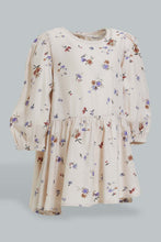 Load image into Gallery viewer, Redtag-Beige-Aop-Dress-With-Front-Button-Details-Dresses-Infant-Girls-3 to 24 Months