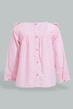 تنزيل الصورة على معرض الصور، Redtag-Pink-Frilled-Polkadot-Blouse-Blouses-Infant-Girls-3 to 24 Months
