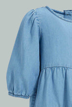 Load image into Gallery viewer, Redtag-Denim-Long-Ruffle-Sleeves-Dress-Dresses-Infant-Girls-3 to 24 Months