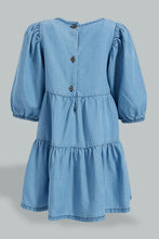 Load image into Gallery viewer, Redtag-Denim-Long-Ruffle-Sleeves-Dress-Dresses-Infant-Girls-3 to 24 Months