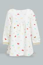 تنزيل الصورة على معرض الصور، Redtag-White-Printed-Jacquard-Dress-With-Bow-Details-Colour:White,-Filter:Infant-Girls-(3-to-24-Mths),-Infant-Girls-Dresses,-New-In,-New-In-ING,-Non-Sale,-S22B,-Section:Kidswear-Infant-Girls-3 to 24 Months