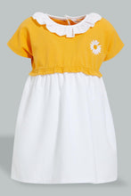 تنزيل الصورة على معرض الصور، Redtag-Yellow-Frill-Collar-Terry-Top-Dress-Dresses-Infant-Girls-3 to 24 Months