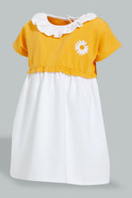 تنزيل الصورة على معرض الصور، Redtag-Yellow-Frill-Collar-Terry-Top-Dress-Dresses-Infant-Girls-3 to 24 Months