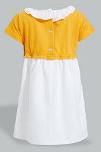 تنزيل الصورة على معرض الصور، Redtag-Yellow-Frill-Collar-Terry-Top-Dress-Dresses-Infant-Girls-3 to 24 Months