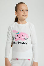 Load image into Gallery viewer, Redtag-Pink-Rabbit-Fleece-Nightsuit-Pyjama-Sets-Girls-2 to 8 Years