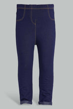 تنزيل الصورة على معرض الصور، Redtag-Darkwash-Knitted-Solid-Jegging-Jeggings-Infant-Girls-3 to 24 Months