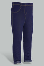 تنزيل الصورة على معرض الصور، Redtag-Darkwash-Knitted-Solid-Jegging-Jeggings-Infant-Girls-3 to 24 Months