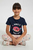 Redtag-Navy-Donut-Print-Basic-Nightsuit-Pyjama-Sets-Girls-2 to 8 Years