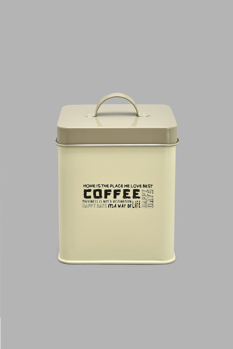 Redtag-Beige-Square-Coffee-Canister-Canisters-And-Jars-Home-Dining-