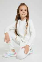 تنزيل الصورة على معرض الصور، Redtag-White-Heart-Jacquard-Jog-Suit-Jog-Sets-Girls-2 to 8 Years
