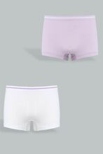 Load image into Gallery viewer, White And Purple Seamless Boyleg Brief (Pack of 2)