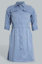 Load image into Gallery viewer, Redtag-Denim-Cargo-Pocket-3/4-Sleeve-Shirt-Dress-Dresses-Senior-Girls-9 to 14 Years