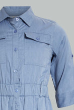 Load image into Gallery viewer, Redtag-Denim-Cargo-Pocket-3/4-Sleeve-Shirt-Dress-Dresses-Senior-Girls-9 to 14 Years