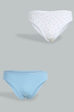 Load image into Gallery viewer, White And Blue Bikini Brief (Pack of 2)