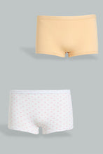 Load image into Gallery viewer, White And Beige Boyleg Brief (Pack of 2)