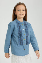 تنزيل الصورة على معرض الصور، Redtag-Denim-Frill-Front-Blouse-Colour:Denim,-Filter:Girls-(2-to-8-Yrs),-Girls-Blouses,-New-In,-New-In-GIR,-Non-Sale,-S22B,-Section:Kidswear-Girls-2 to 8 Years