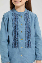 تنزيل الصورة على معرض الصور، Redtag-Denim-Frill-Front-Blouse-Colour:Denim,-Filter:Girls-(2-to-8-Yrs),-Girls-Blouses,-New-In,-New-In-GIR,-Non-Sale,-S22B,-Section:Kidswear-Girls-2 to 8 Years