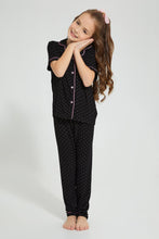تنزيل الصورة على معرض الصور، Redtag-Black-Printed-Pink-Spots-Knitted-Nightsuit-Colour:Black,-Filter:Girls-(2-to-8-Yrs),-Girls-Pyjama-Sets,-New-In,-New-In-GIR,-Non-Sale,-S22B,-Section:Kidswear-Girls-2 to 8 Years