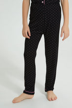 تنزيل الصورة على معرض الصور، Redtag-Black-Printed-Pink-Spots-Knitted-Nightsuit-Colour:Black,-Filter:Girls-(2-to-8-Yrs),-Girls-Pyjama-Sets,-New-In,-New-In-GIR,-Non-Sale,-S22B,-Section:Kidswear-Girls-2 to 8 Years