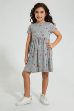 Load image into Gallery viewer, Redtag-Grey-Butterfly-Printed-Knit-Dress-Colour:Grey,-Filter:Girls-(2-to-8-Yrs),-Girls-Dresses,-New-In,-New-In-GIR,-Non-Sale,-PPE,-S22B,-Section:Kidswear-Girls-2 to 8 Years