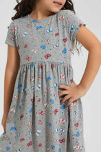 Load image into Gallery viewer, Redtag-Grey-Butterfly-Printed-Knit-Dress-Colour:Grey,-Filter:Girls-(2-to-8-Yrs),-Girls-Dresses,-New-In,-New-In-GIR,-Non-Sale,-PPE,-S22B,-Section:Kidswear-Girls-2 to 8 Years